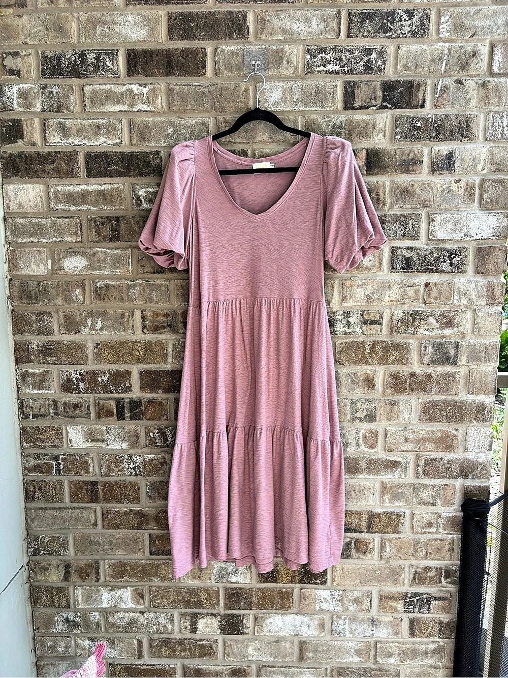 Nation LTD Pima Cotton Tiered Midi Dress in Pink Size Medium